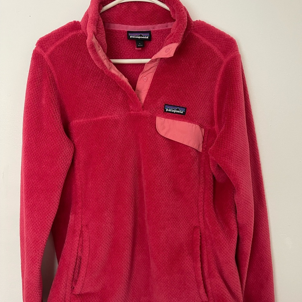 Patagonia Pink Cowl Neck Sweater Plush Fleece